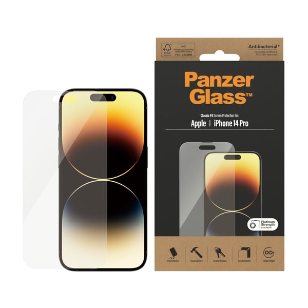 PanzerGlass ® Screen Protector iPhone 14 Pro | Classic Fit Genomskinligt skärmskydd Apple 1 styck