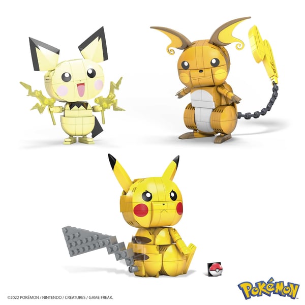 MEGA Pokémon Construx Build and Show Pikachu-udviklingstrio