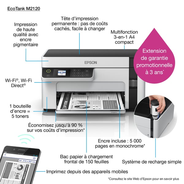 Epson EcoTank M2120 Mustesuihku A4 1440 x 720 DPI 32 ppm Wi-Fi