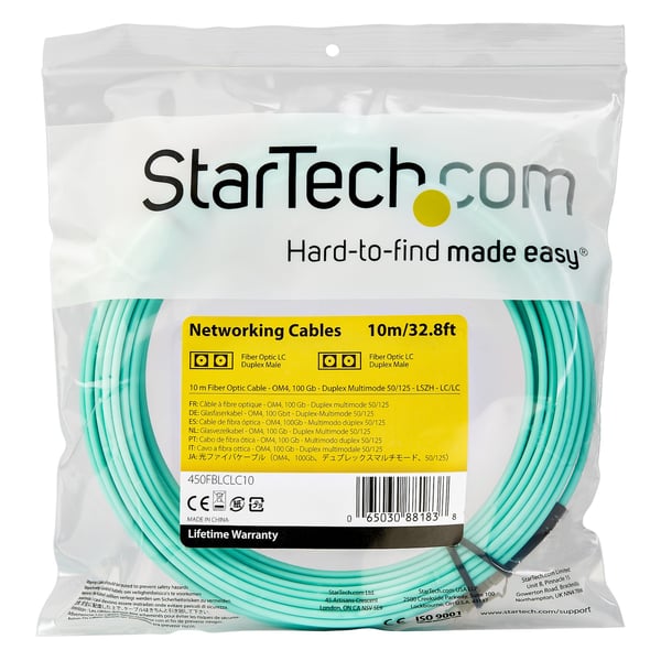 StarTech.com 10 m LC - LC OM4 -monimuotokuitukaapeli, kuituoptinen patch-kaapeli - Patch-kaapeli - LC Multi-Mo