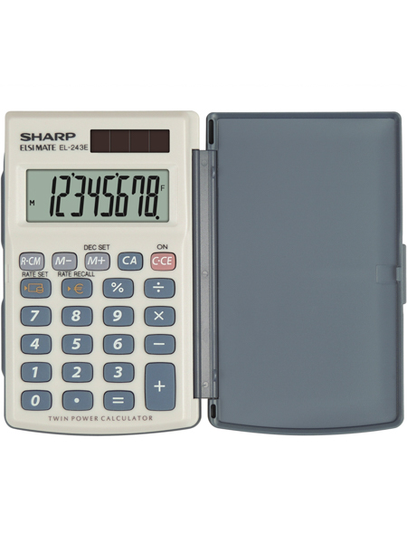 Sharp EL-243E regnemaskine Lomme Basis Grå, Hvid