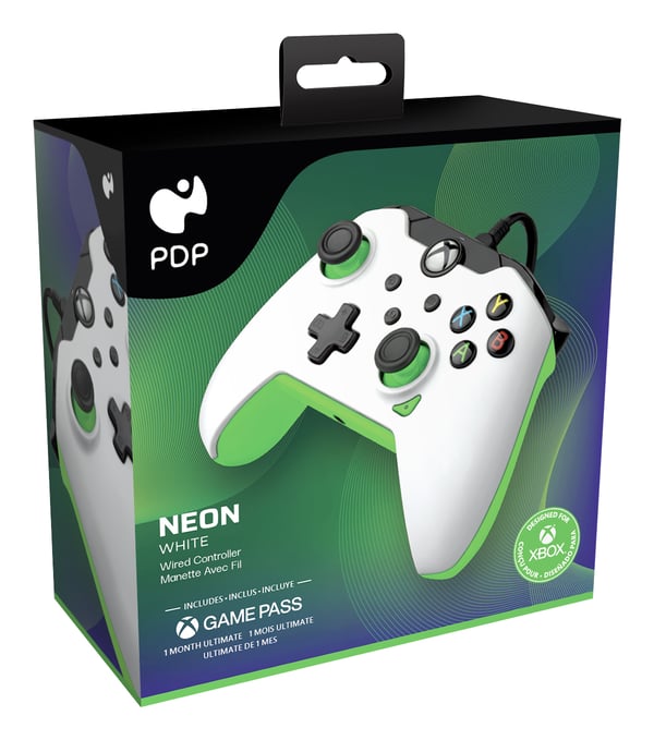 PDP Kontroller med kabel: Neon hvid Til Xbox Series X|S, Xbox One og Windows 10/11
