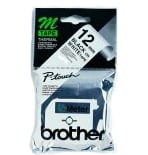 Brother Labelling Tape - 12mm, Black/White, Blister etikett-tejp M
