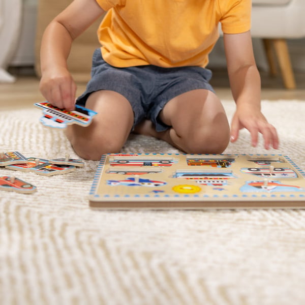 Melissa & Doug Vehicles Sound Puzzle Ramme puslespil 8 stk Køretøjer