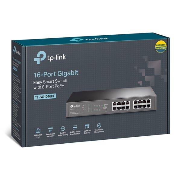TP-LINK TL-SG1016PE - Kytkin - Älykäs - 8 x 10/100/1000 (PoE+)