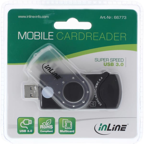 InLine 66773 kortläsare USB 3.2 Gen 1 (3.1 Gen 1) Svart