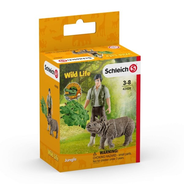 schleich I det vilda Ranger and Indian rhinoceros starter set