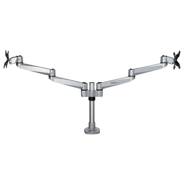 StarTech.com ARMDUALPS skærmbeslag og -stativer 68,6 cm (27") Skrivebord Sølv