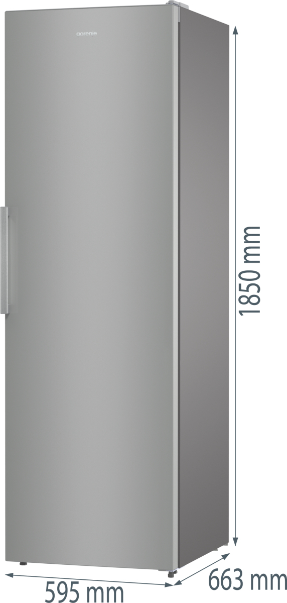 Gorenje Fritstående køleskab med stor kapacitet til daglig opbevaring. Dynamic Air og ventilatorassisteret køling sikrer jævne temperaturer, mens to CrispZone skuffer holder frugt og grøntsager friske og velorganiserede.
