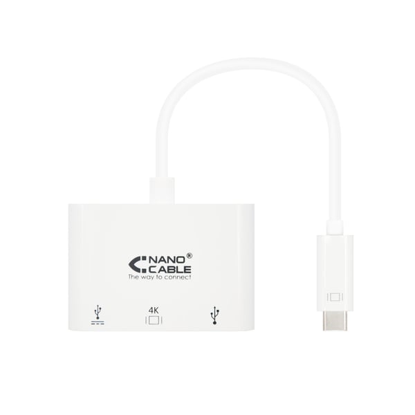 Nanocable 10.16.4302 dockningsstationer för bärbara datorer USB 3.2 Gen 1 (3.1 Gen 1) Type-C Vit