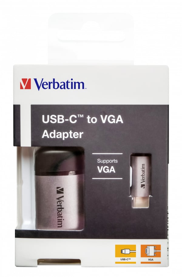 Verbatim 49145 videokabeladapter 0,01 m USB Type-C VGA (D-Sub) Svart, Silver