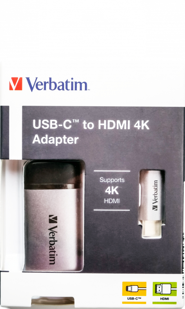 Verbatim 49143 videokabeladapter 0,1 m USB Type-C HDMI Svart, Silver