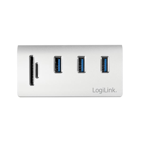 LogiLink CR0045 gränssnittshubbar USB 3.2 Gen 1 (3.1 Gen 1) Type-A 5000 Mbit/s Silver