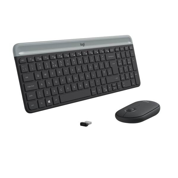Logitech Slim MK470 tastatur Mus inkluderet Universel RF trådløst AZERTY Belgisk Grafit