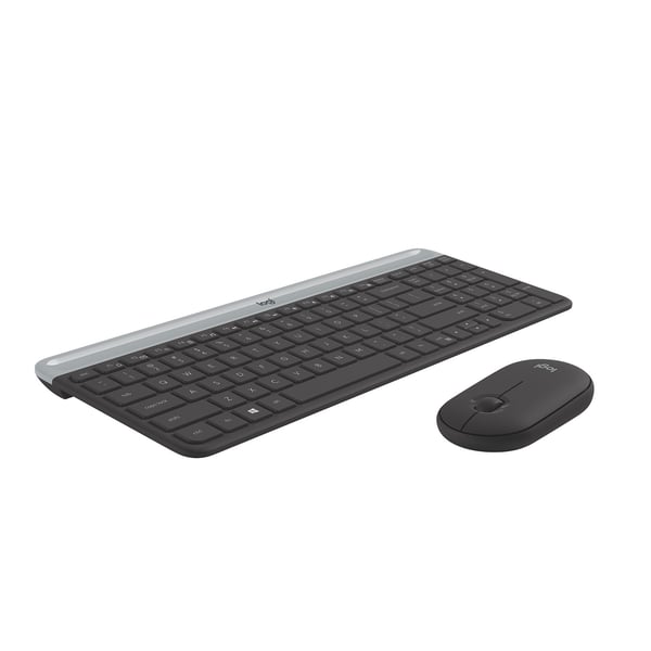 Logitech Slim MK470 tastatur Mus inkluderet Universel RF trådløst AZERTY Belgisk Grafit