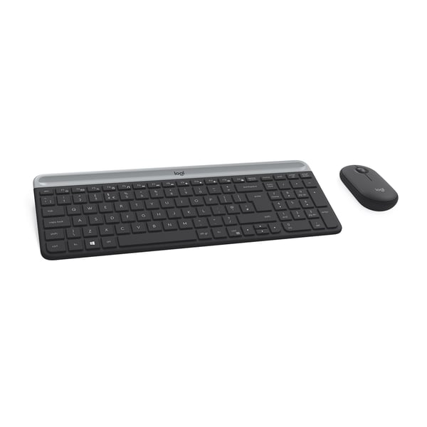 Logitech Slim MK470 tastatur Mus inkluderet Universel RF trådløst AZERTY Belgisk Grafit