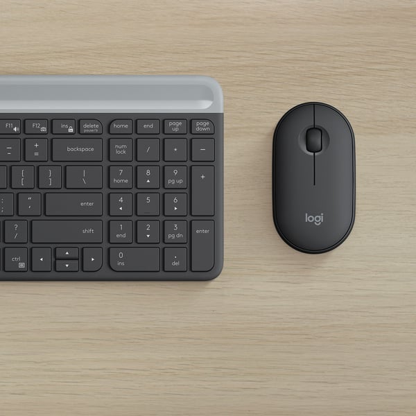 Logitech Slim MK470 tastatur Mus inkluderet Universel RF trådløst AZERTY Belgisk Grafit