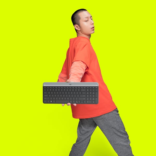 Logitech Slim MK470 tastatur Mus inkluderet Universel RF trådløst AZERTY Belgisk Grafit