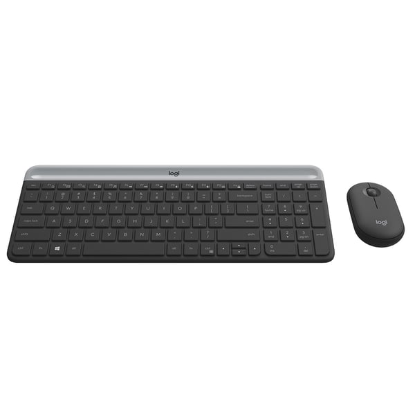 Logitech Slim MK470 tastatur Mus inkluderet Universel RF trådløst AZERTY Belgisk Grafit