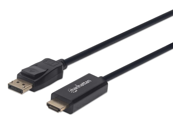 Manhattan DisplayPort 1.1 til HDMI-kabel, 1080p@60Hz, 1,8 m, han til han, DP med lås, sort, ikke B