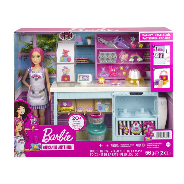 Barbie Barbie-bagerilegesæt med lille dukke på 30 cm, lyserødt hår, bageri, kagebagningsfunktion, og over 20 stykker realistiske legedele, til børn fra 3 år