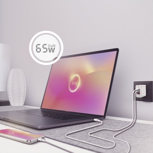AISENS ASCH-65W3P007-W mobiililaitteen laturi Universaali Valkoinen AC Pikalataus Sisätila