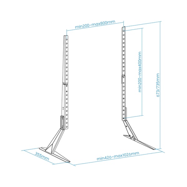TooQ DB2375F-B tv-beslag 190,5 cm (75") Sort