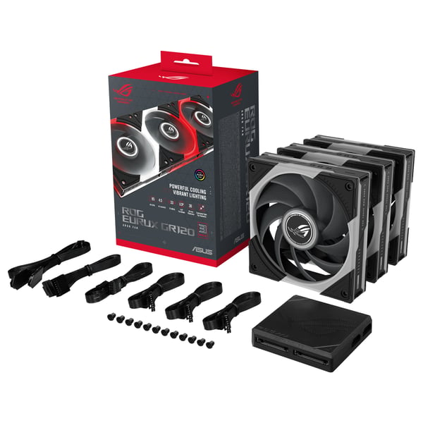 ASUS ROG Eurux GR120 ARGB Fan Triple Pack Datorväska 12 cm Svart 3 styck