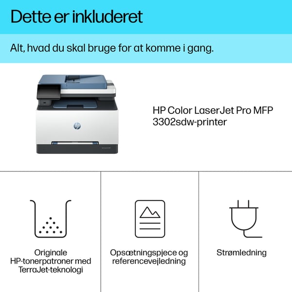 HP LaserJet Pro 3302sdw Trådløst Multifunction Farve Printer, Kopimaskine, scanner; Dupleks