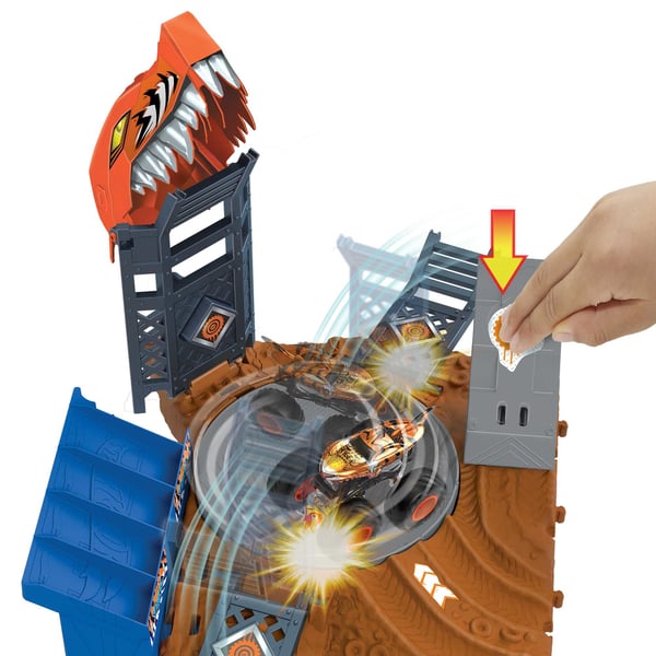 Hot Wheels Monster Trucks ARENA SMASHERS Tiger Shark Spin-Out Challenge