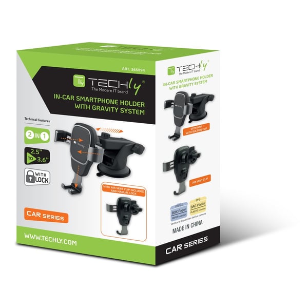 Techly I-SMART-GRAV teline/pidike Passiiviteline Matkapuhelin/älypuhelin Musta