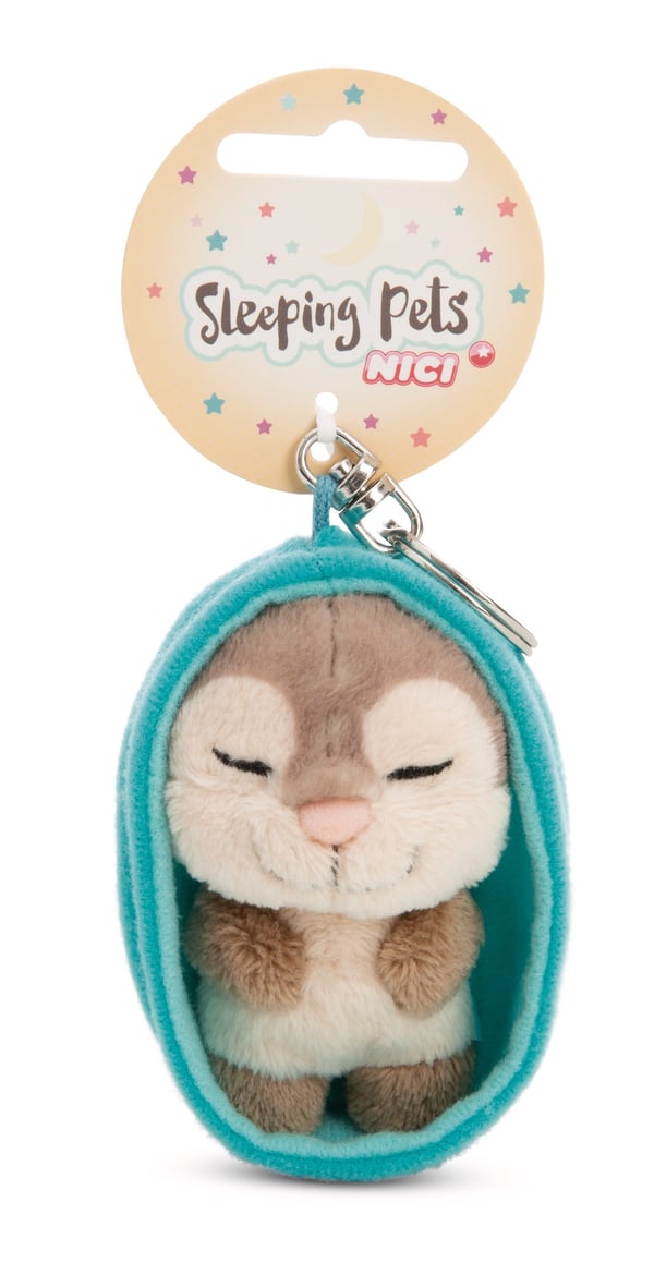 NICI - Sleutelhanger Sleeping Pets otter 8cm mand blauw GROEN