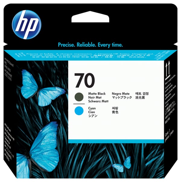 HP 70 - Cyan, mattsvart - Skrivhuvud - för DesignJet HD Pro MFP