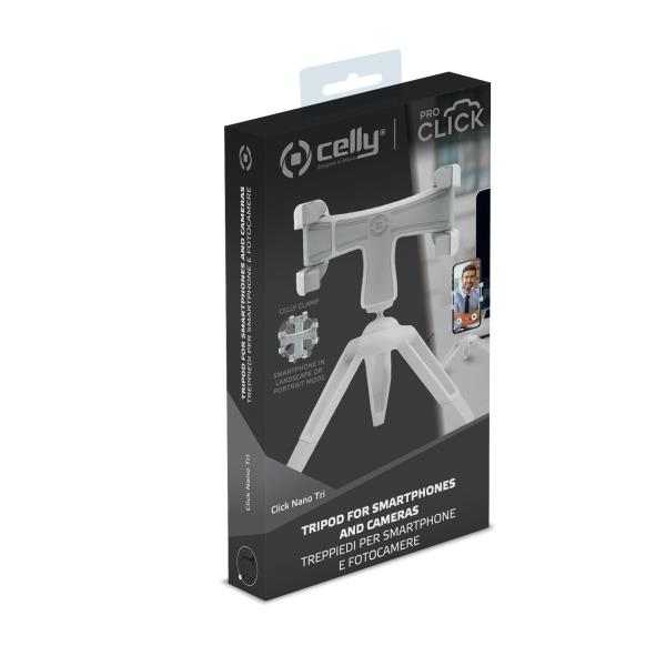 Celly CLICKNANOTRIWH kamerastativ Smartphone/action kamera 3 ben Hvid