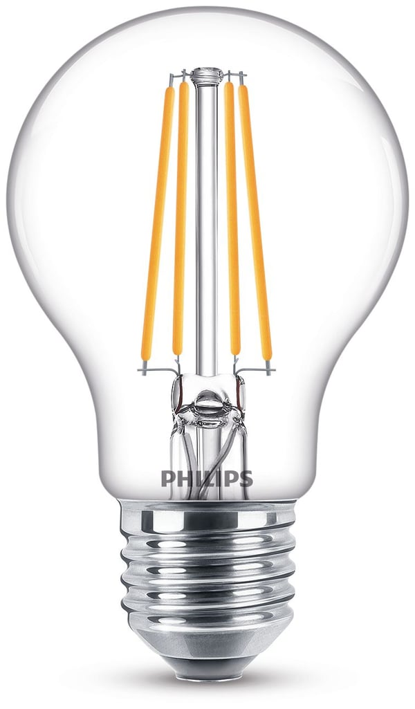 Philips Filament pære, klar 60 W A60 E27 x 6