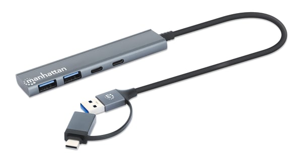 Manhattan 181075 interface hub USB 3.2 Gen 1 (3.1 Gen 1) Type-A + Type-C 5000 Mbit/s Grå