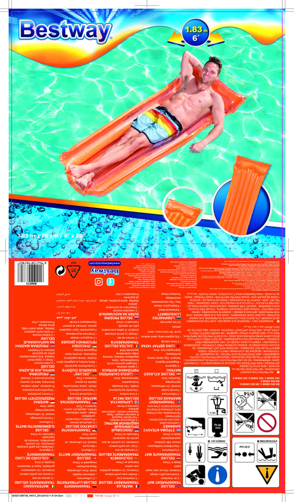 Bestway 44013 pool- och badmadrass Blå, Orange, Transparent, Gul Vinyl