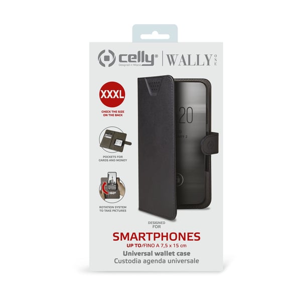 Celly Wally One XXXL mobiltelefon etui 15,2 cm (6") Flipetui Sort