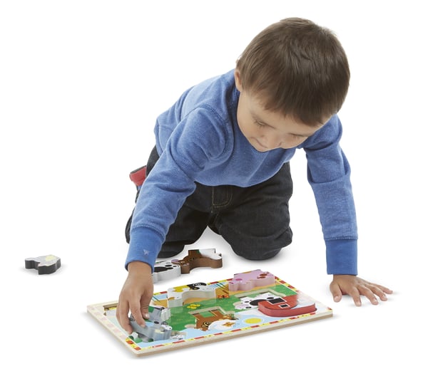 Melissa & Doug Wooden Chunky Puzzle - Farm Animals Form puslespil 7 stk Dyrelivet