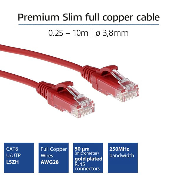 ACT DC9500 nätverkskablar Röd 0,5 m Cat6 U/UTP (UTP)