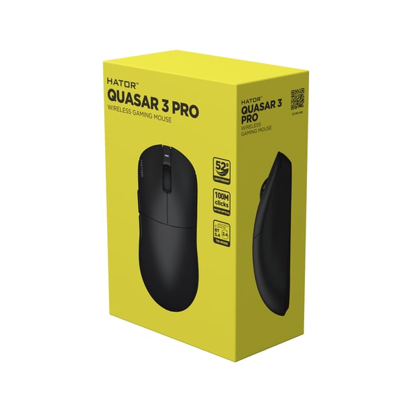 HATOR Quasar 3 Pro Wireless hiiri Pelaaminen Oikeakätinen RF Wireless + Bluetooth + USB Type-C Optinen 30000 DPI