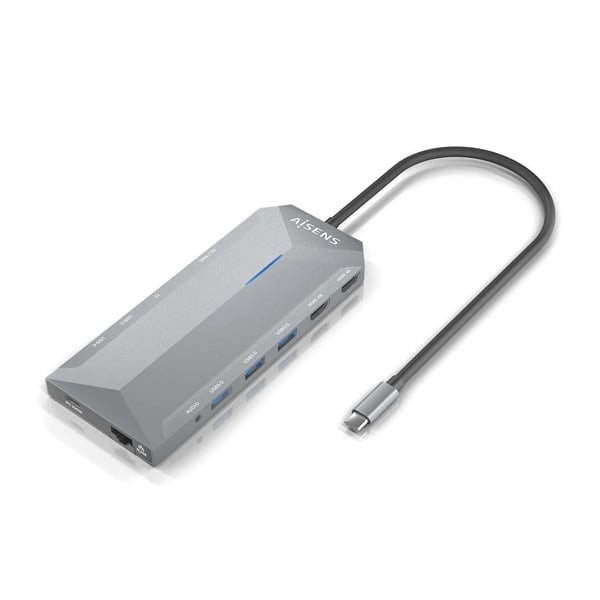 AISENS ASUC-12P005-GR kannettavien tietokoneiden telakka ja porttitoistin Langallinen USB 3.2 Gen 1 (3.1 Gen 1) Type-C Harmaa