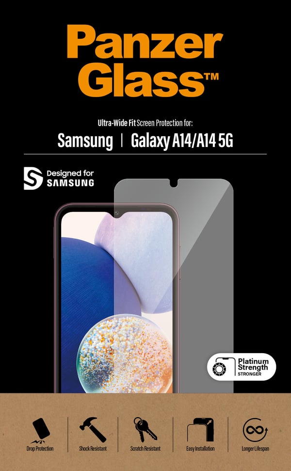 PanzerGlass ® Skærmbeskyttelse Samsung Galaxy A14 | A14 5G | Ultra-Wide Fit