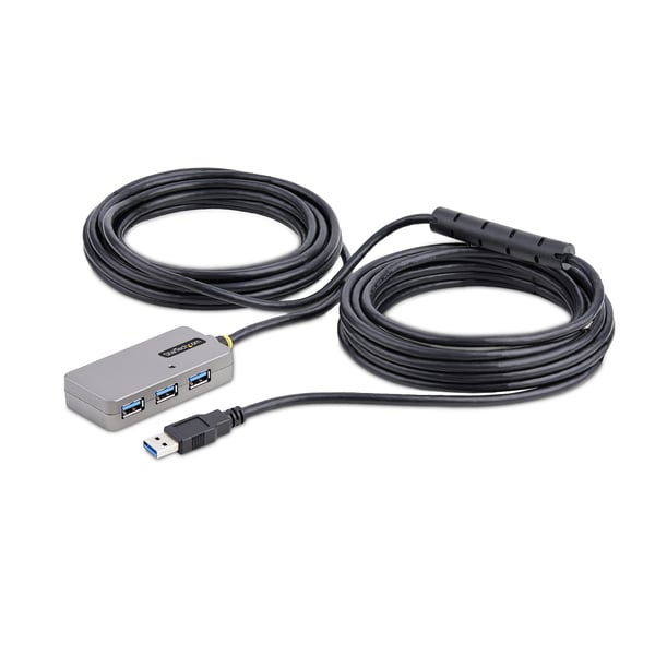 StarTech.com USB-förlängningshubb, 10 m USB 3.0-förlängningskabel med 4-portars USB-hubb, aktiv/busdriven U