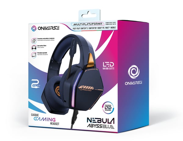Oniverse Nebula Headset Kabel Huvudband Spela USB Type-A Blå