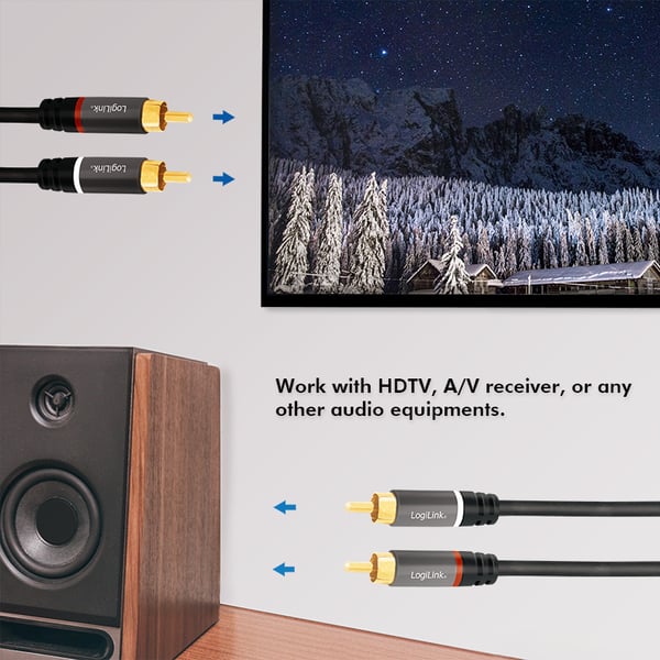 LogiLink CA1208 audiokaapeli 7,5 m 2 x RCA Musta