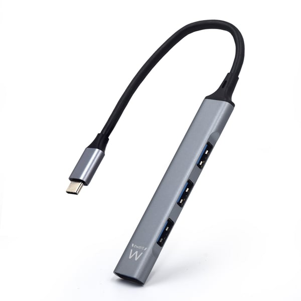 Ewent EW1145 gränssnittshubbar USB 3.2 Gen 1 (3.1 Gen 1) Type-C 5000 Mbit/s Grå, Silver