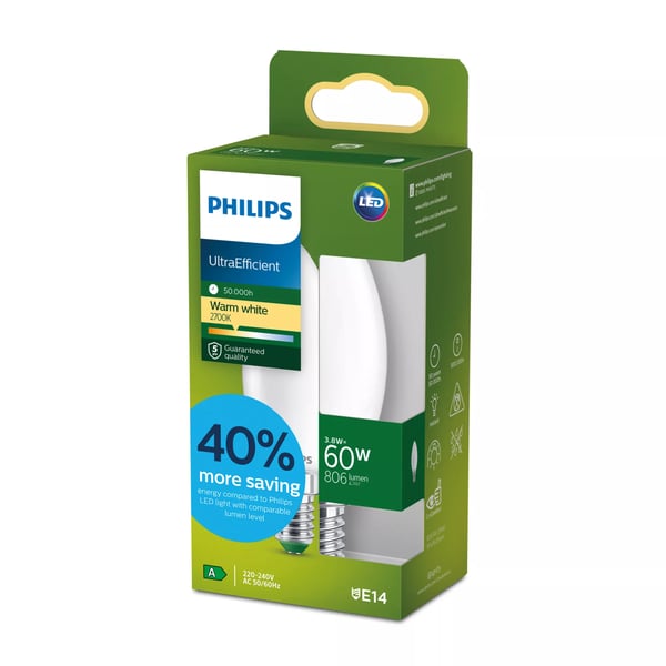 Philips Filament kertepære, matteret 60 W B35 E14