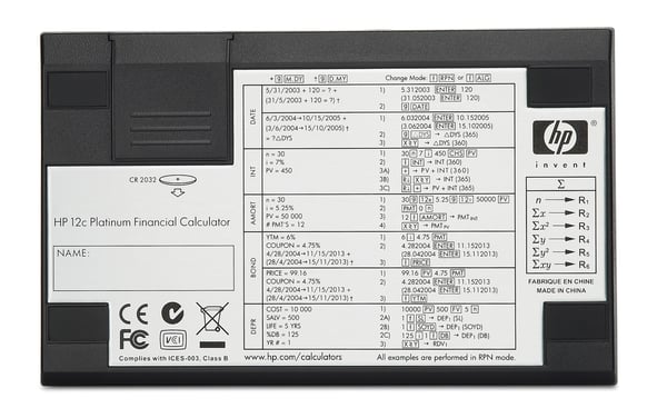 HP 12c miniräknare Skrivbord Finansiell Aluminium, Svart