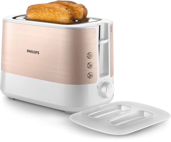 Philips Viva Collection HD2638/11 brödrostar 7 2 skivor 950 W Rose Gold, Vit